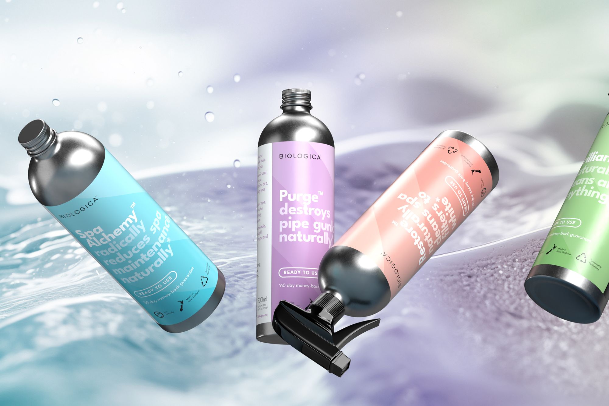 Biologica: Branding, packaging and a Shopify store for an enzyme-based cleaning range, starting from a blank canvas.